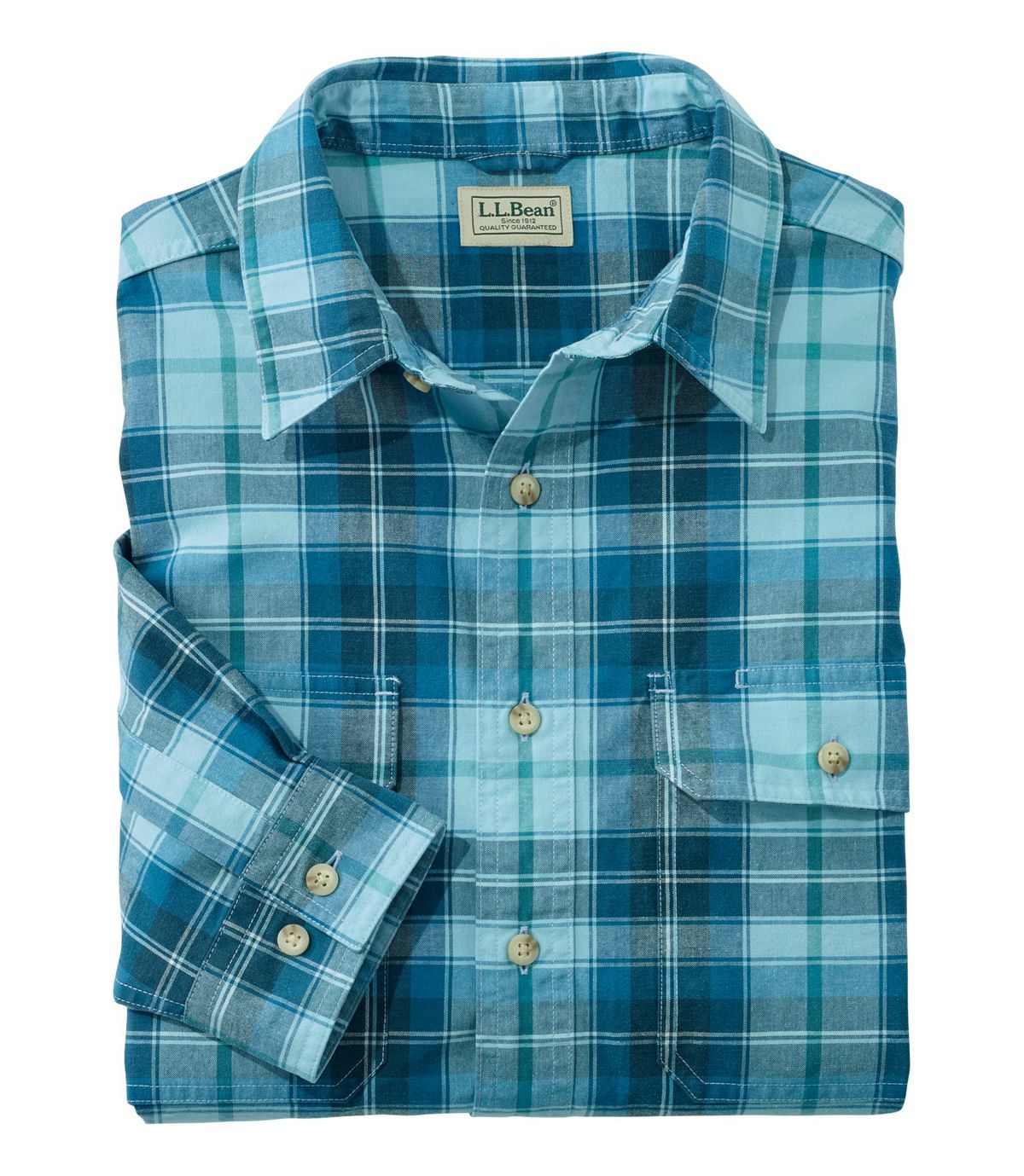 L.L.Bean Men's Sunwashed Canvas Shirt, Traditional Fit Plaid