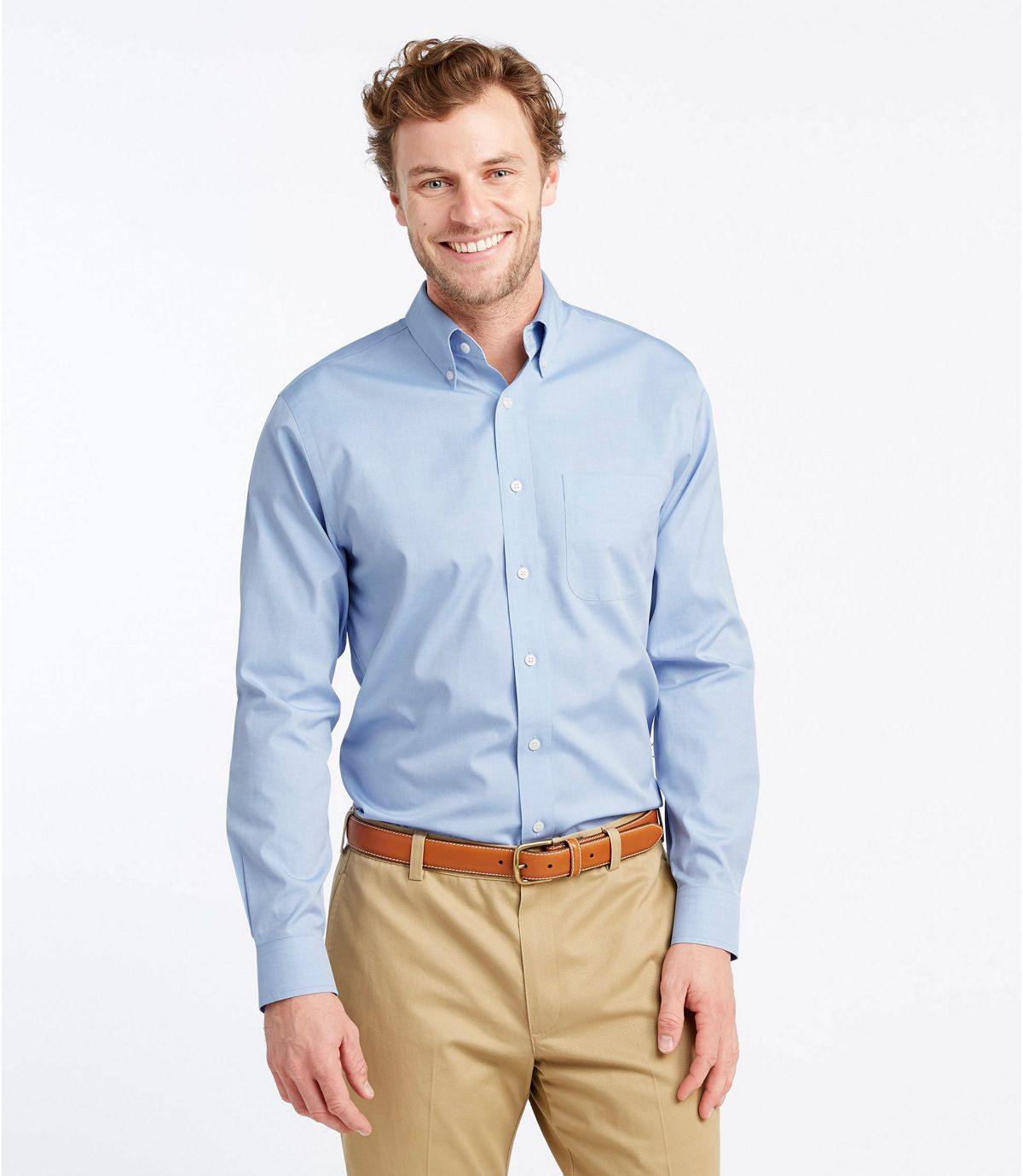 L.L.Bean Men's Wrinkle-Free Pinpoint Oxford Cloth Shirt, Slim Fit