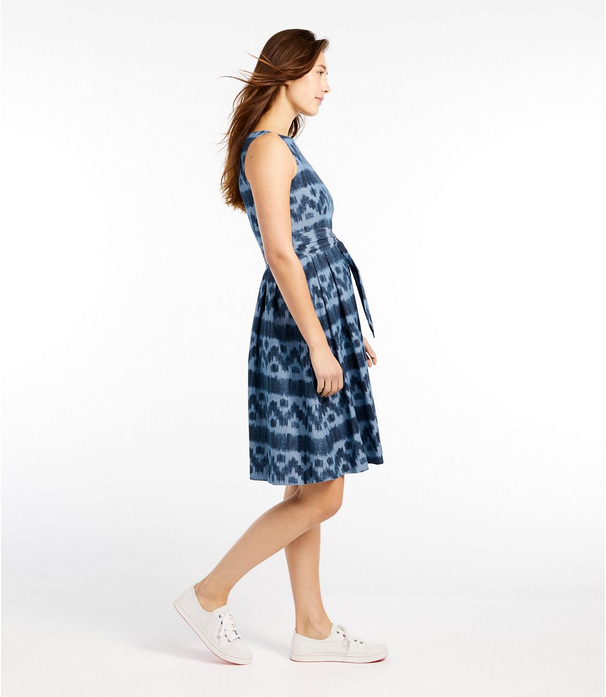 L.L.Bean Women's Signature Chambray Dress, Ikat Print