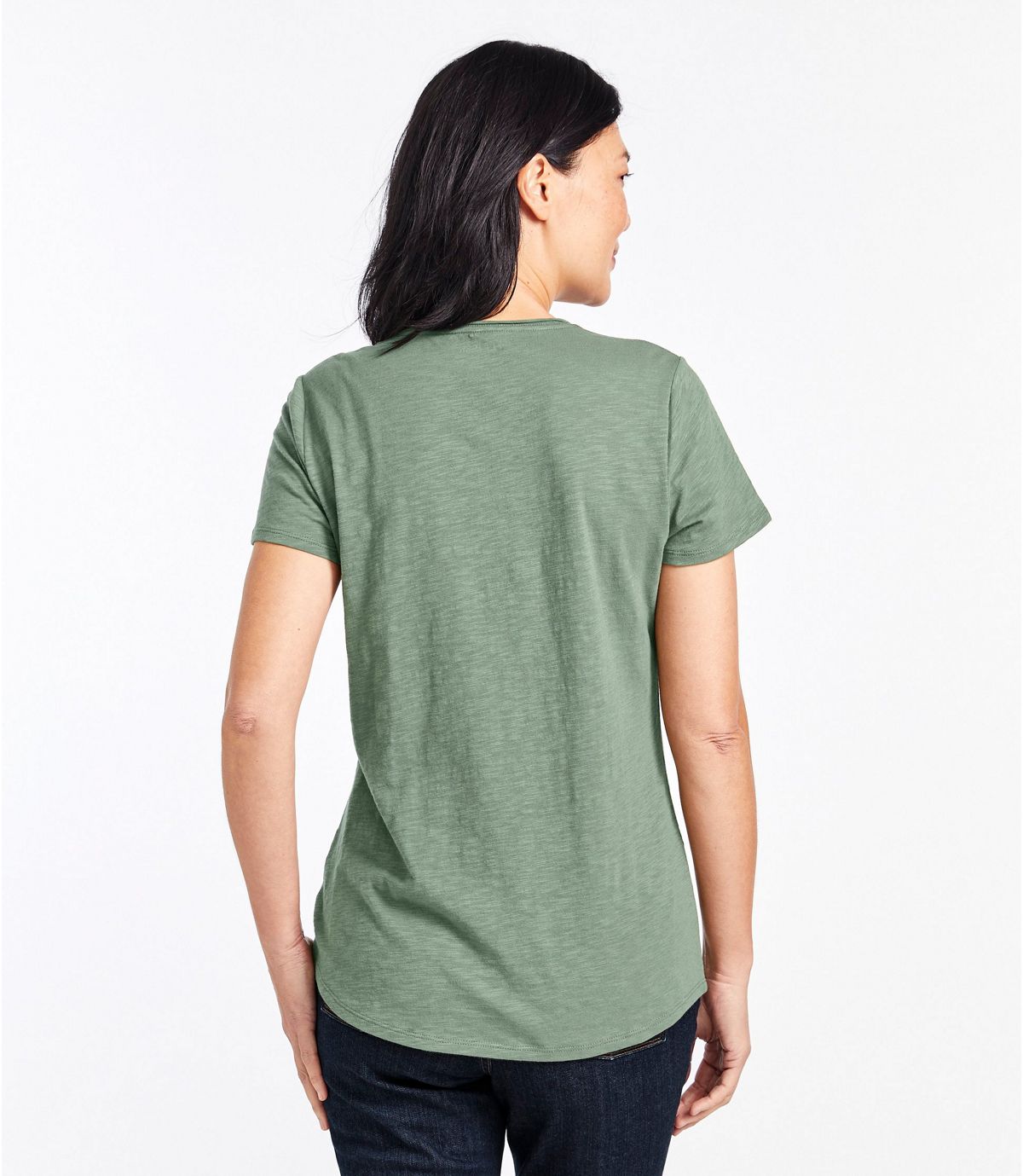 L.L.Bean Women's Organic Cotton Tee, V-Neck Short-Sleeve