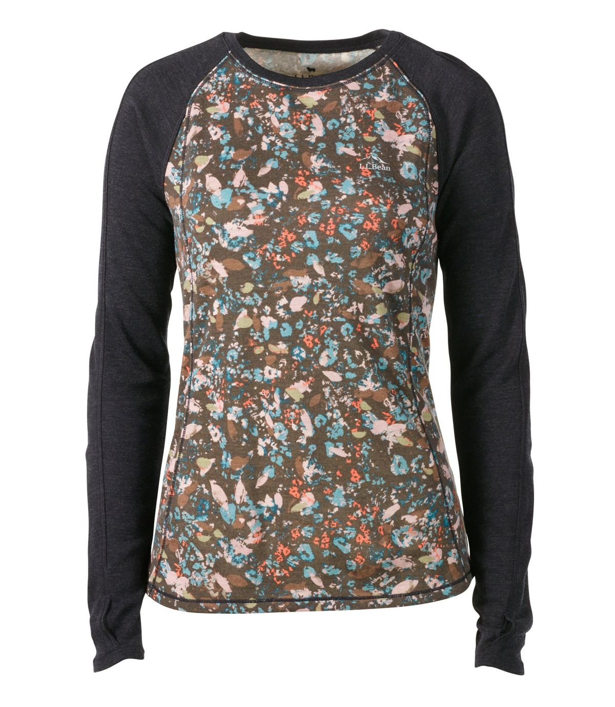 L.L.Bean Women's Cresta Wool Midweight Base Layer Crew, Print
