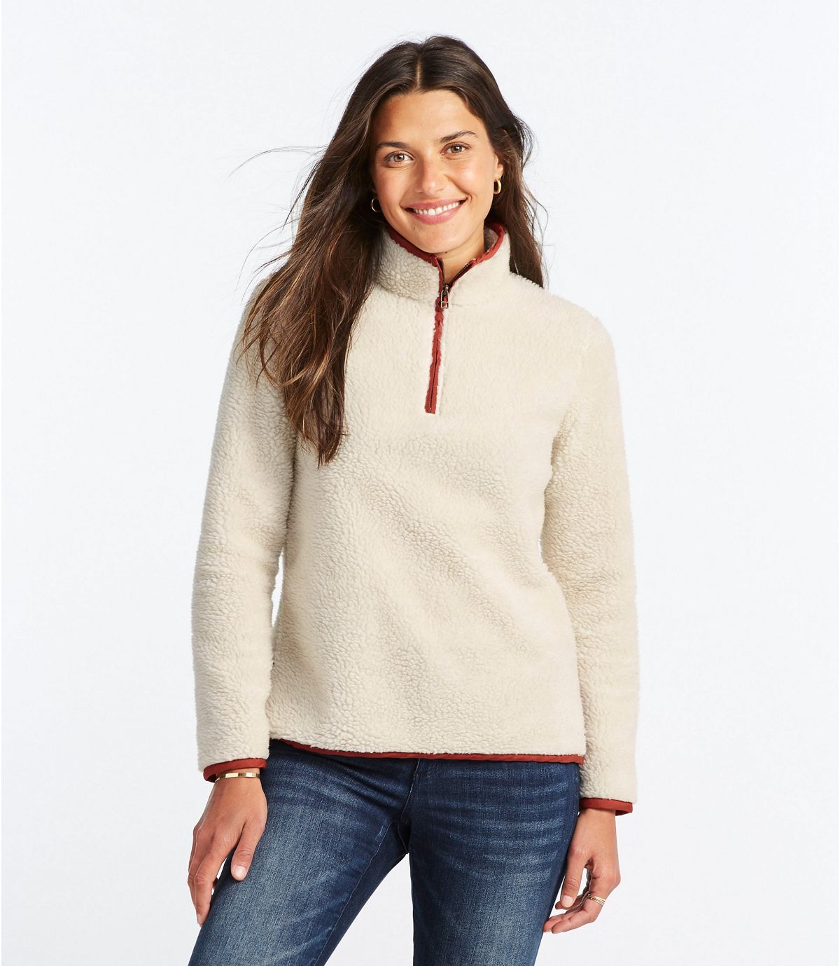 L.L.Bean Women's Signature Sherpa Fleece Pullover, Quarter-Zip