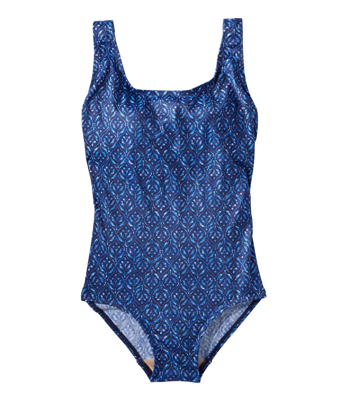 L.L.Bean Women's BeanSport® Swimwear, Tank with Soft Cups Geo Leaf Print