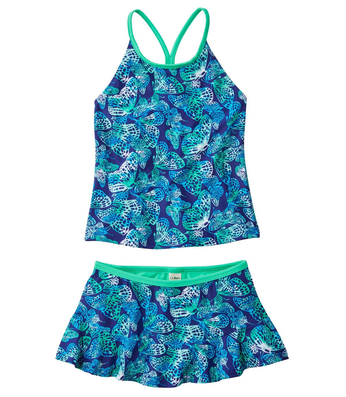 L.L.Bean Girls' BeanSport Skirted Tankini, Print
