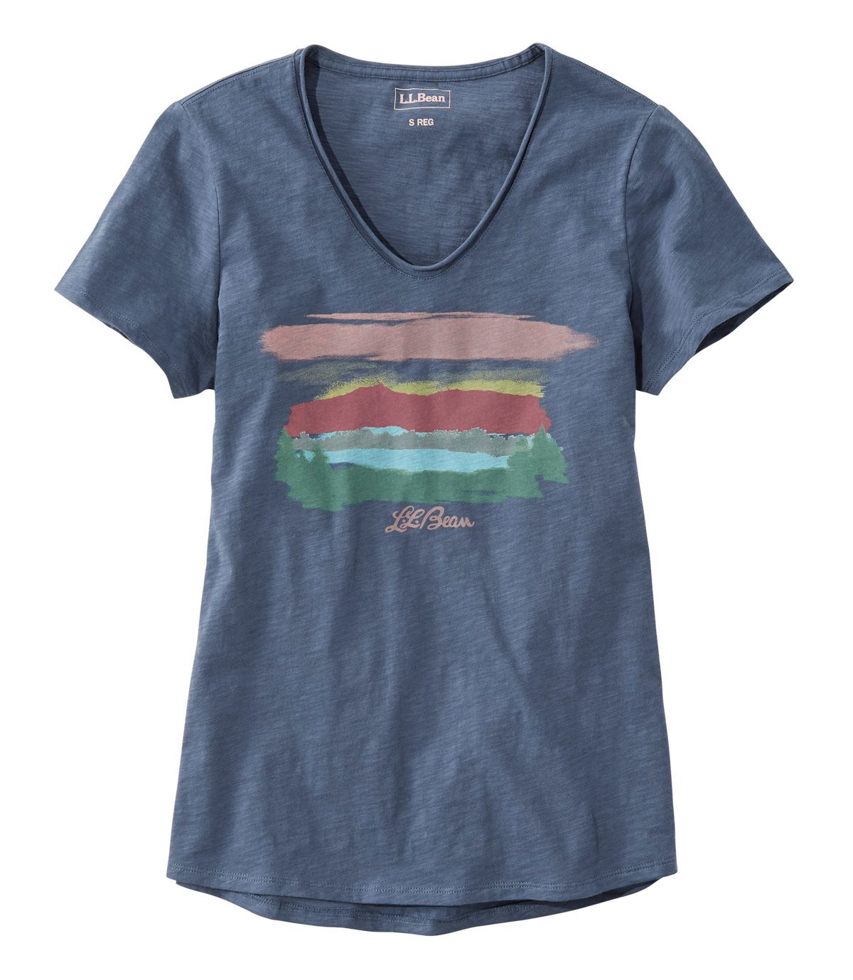 L.L.Bean Women's Organic Cotton Tee, V-Neck Short-Sleeve Graphic