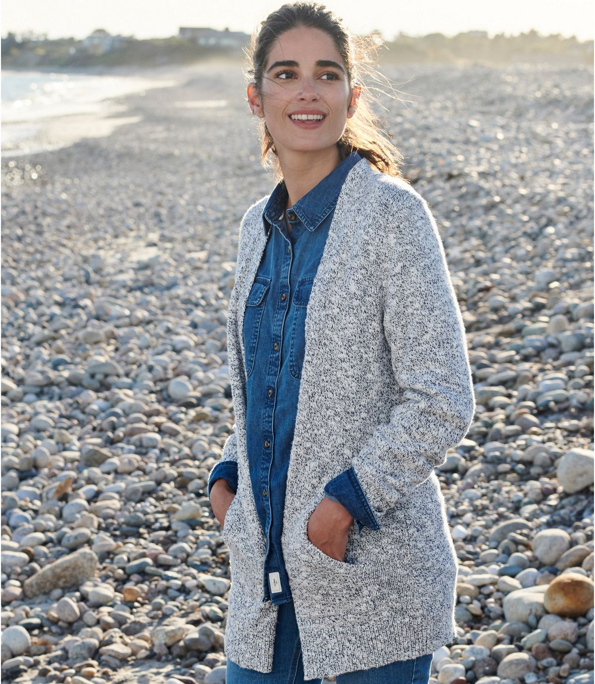 L.L.Bean Women's Cotton Ragg Sweater, Open Cardigan