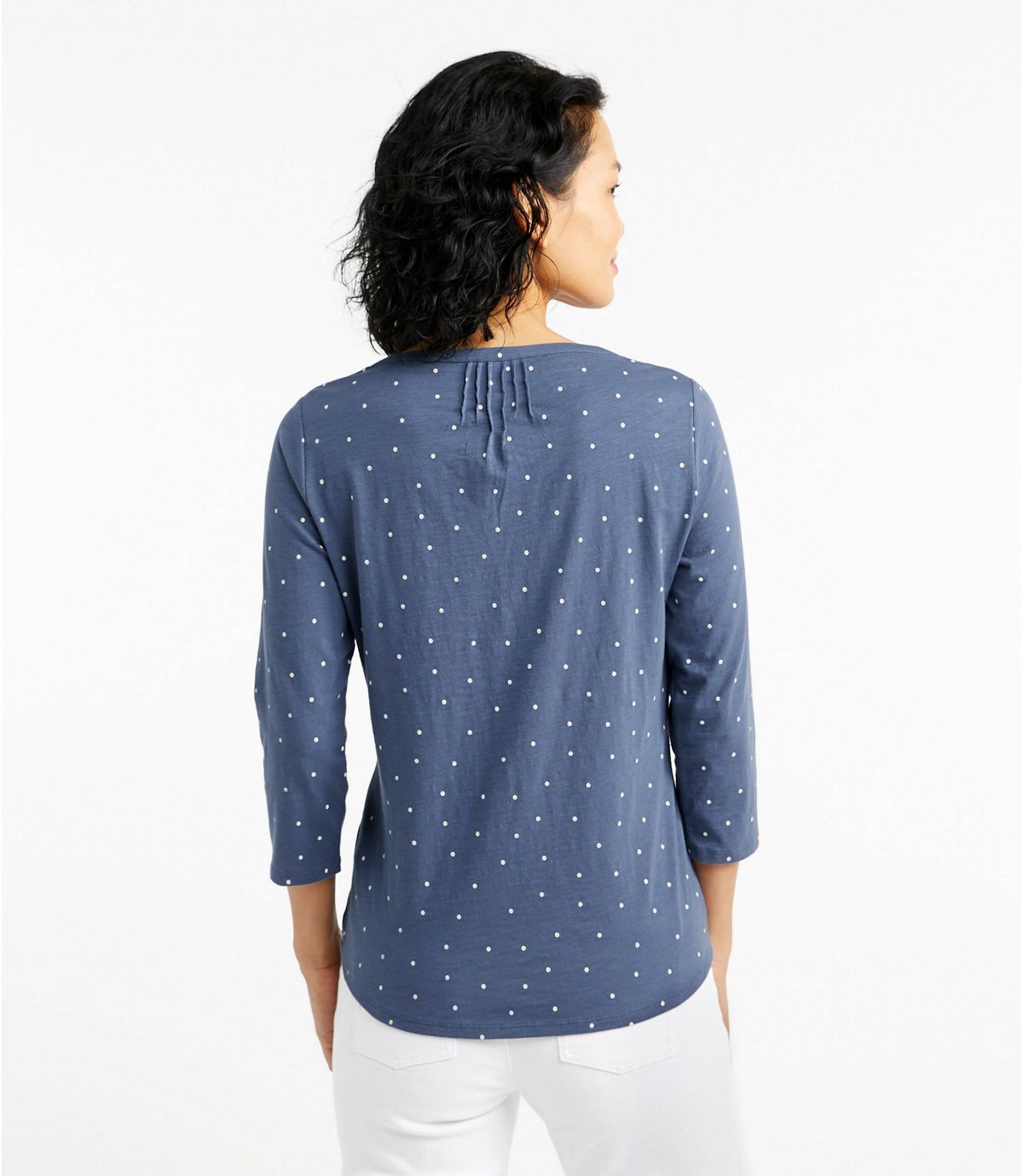 L.L.Bean Women's Organic Cotton Tee, Splitneck Three-Quarter-Sleeve Print