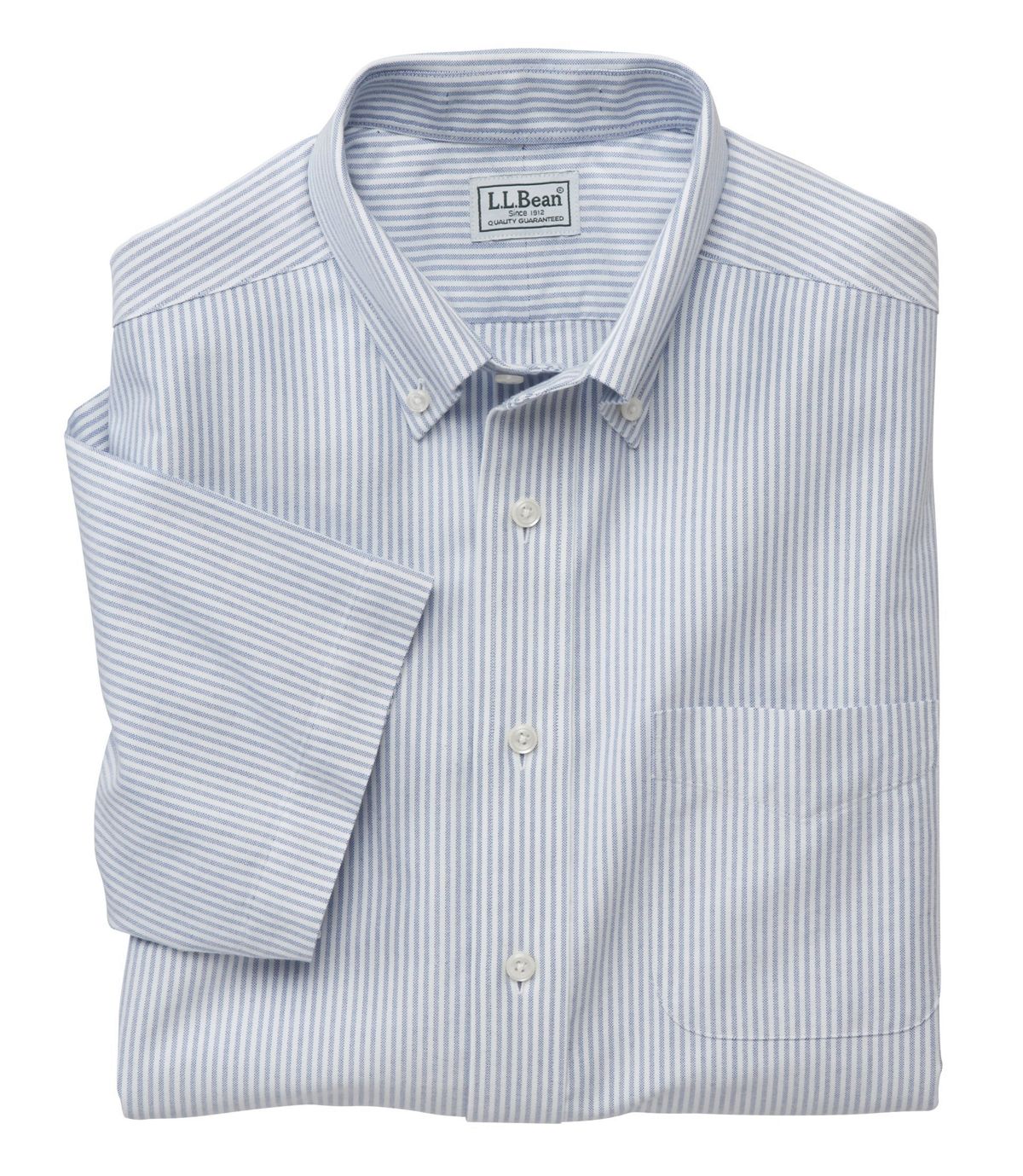 L.L.Bean Men's Wrinkle-Free Classic Oxford Cloth Shirt, Traditional Fit Short-Sleeve University Stripe