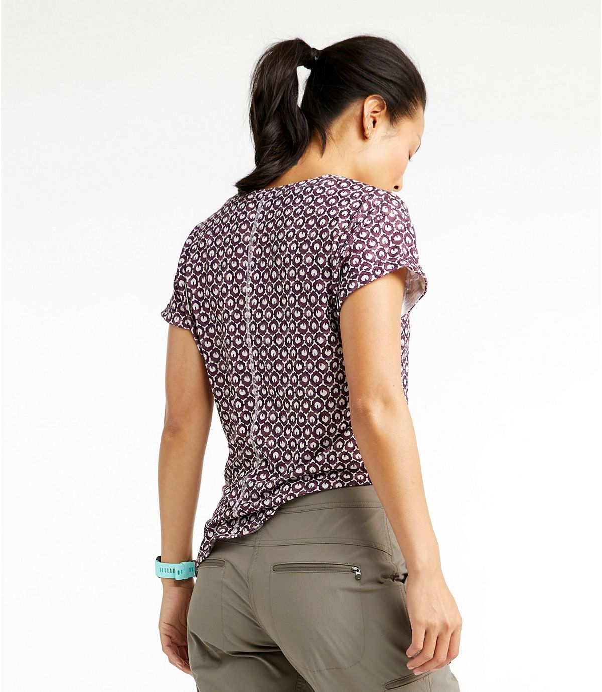 L.L.Bean Women's Streamside Tee, Short-Sleeve Splitneck Print