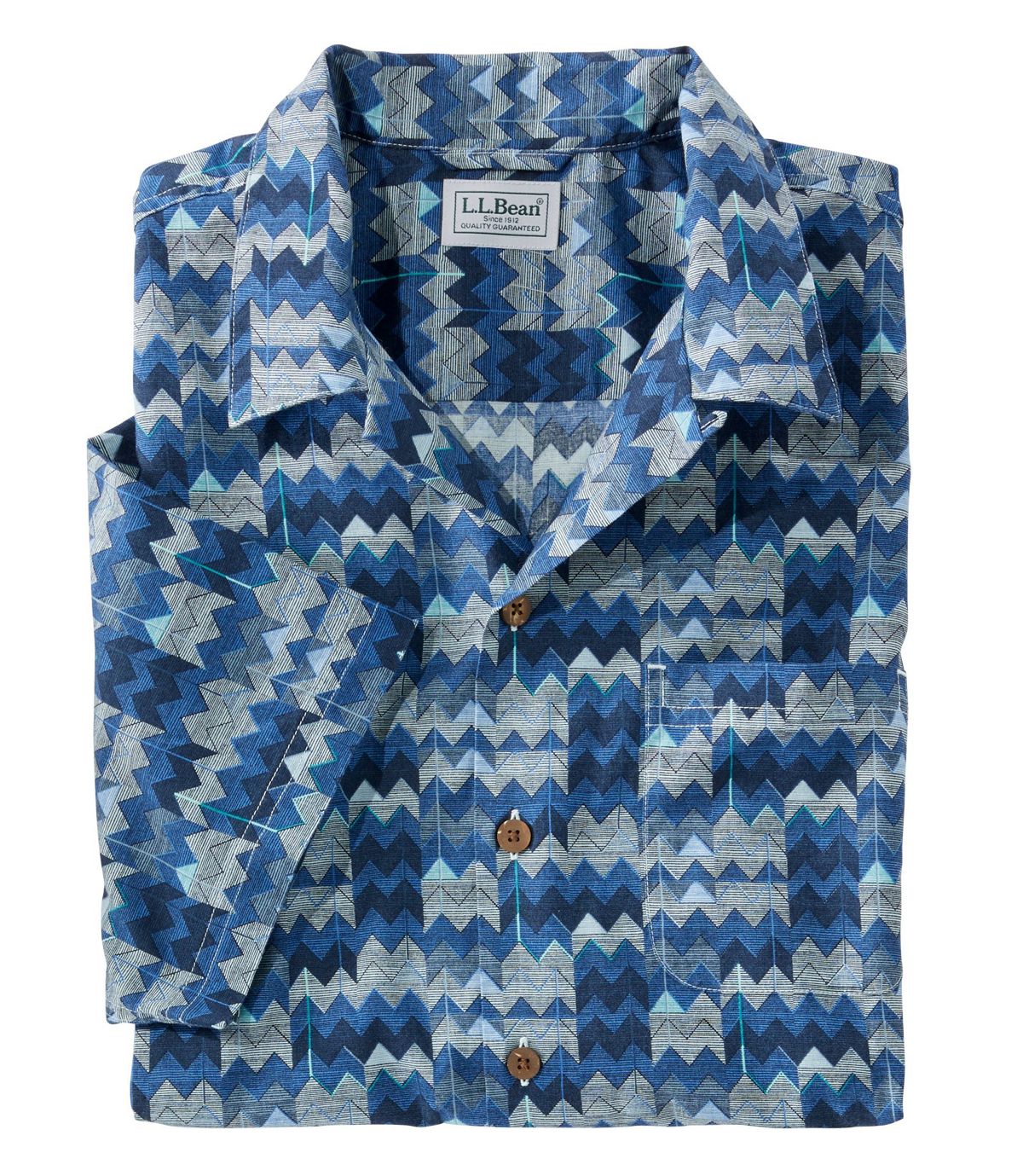 L.L.Bean Men's Tropics Shirt Short Sleeve, Slightly Fitted Print