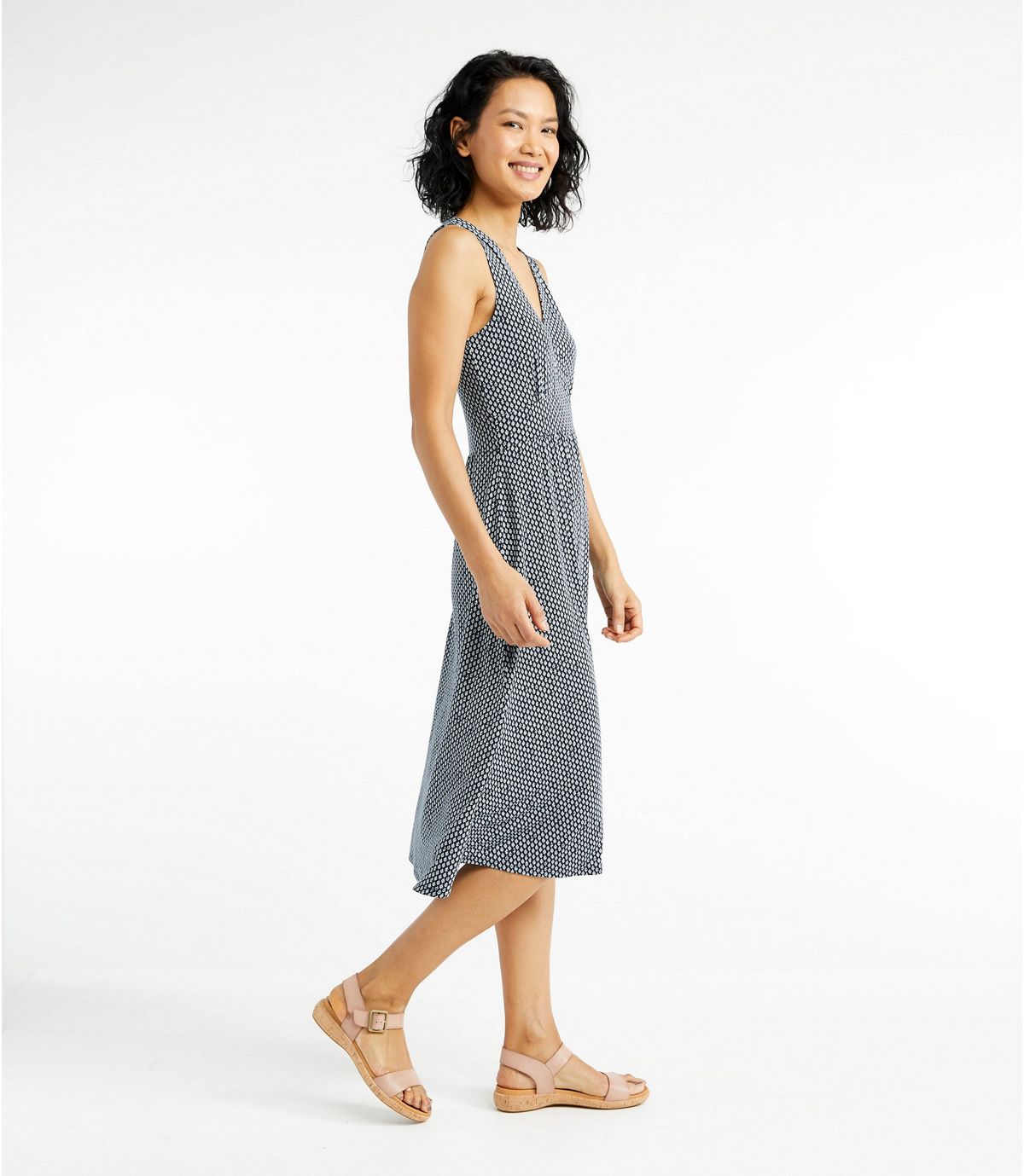 L.L.Bean Women's Summer Knit Dress, Sleeveless Print
