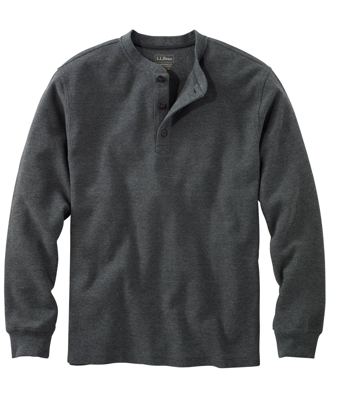 L.L.Bean Men's Unshrinkable Mini-Waffle Henley, Long-Sleeve Traditional Fit
