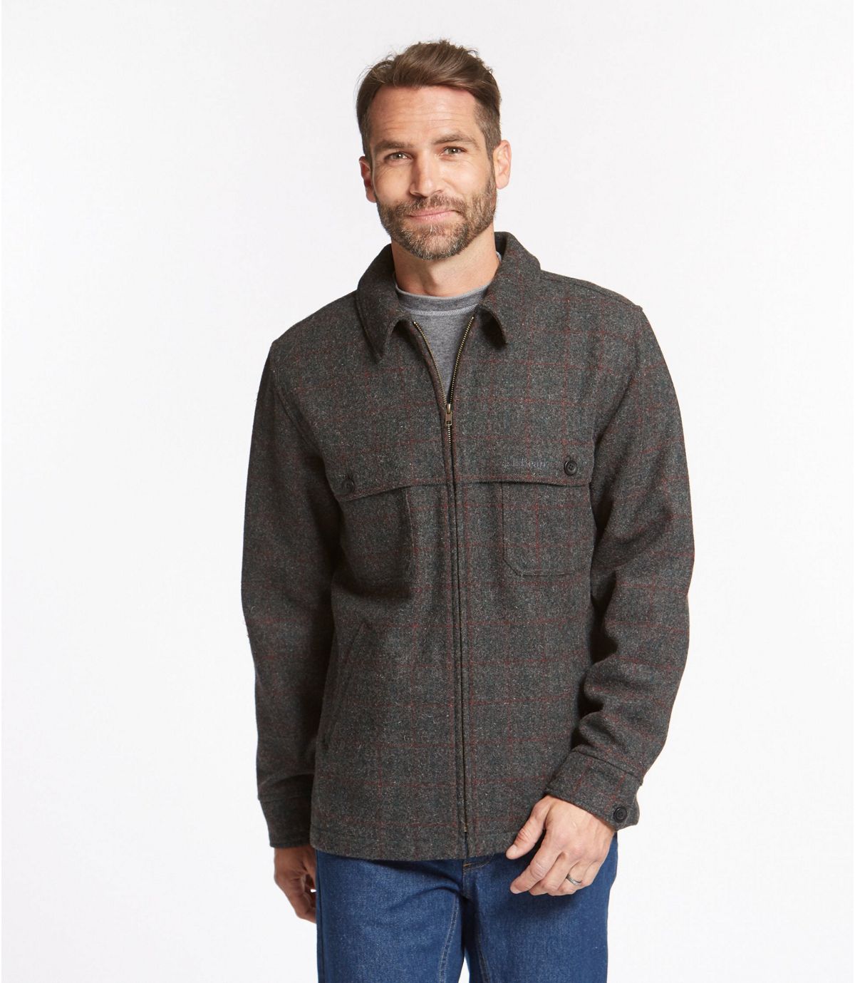 L.L.Bean Men's Maine Guide Zip-Front Jac-Shirt, Plaid