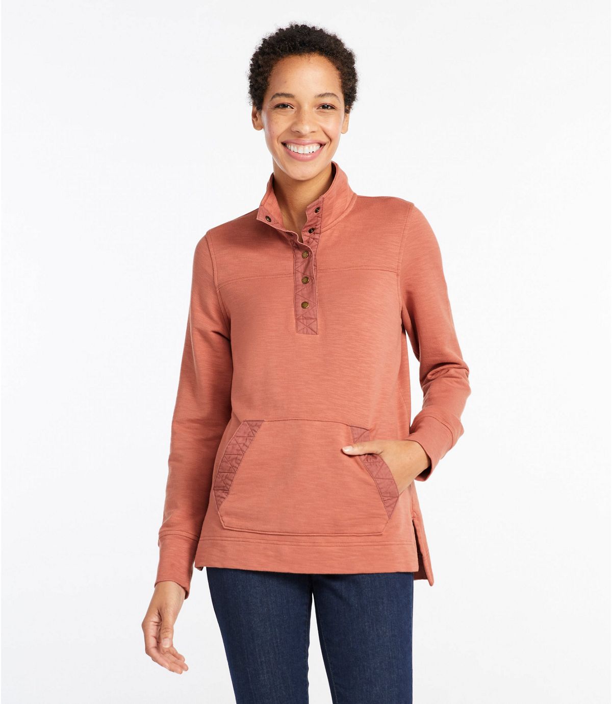 L.L.Bean Women's Rocky Coast Sweatshirt, Snap Henley