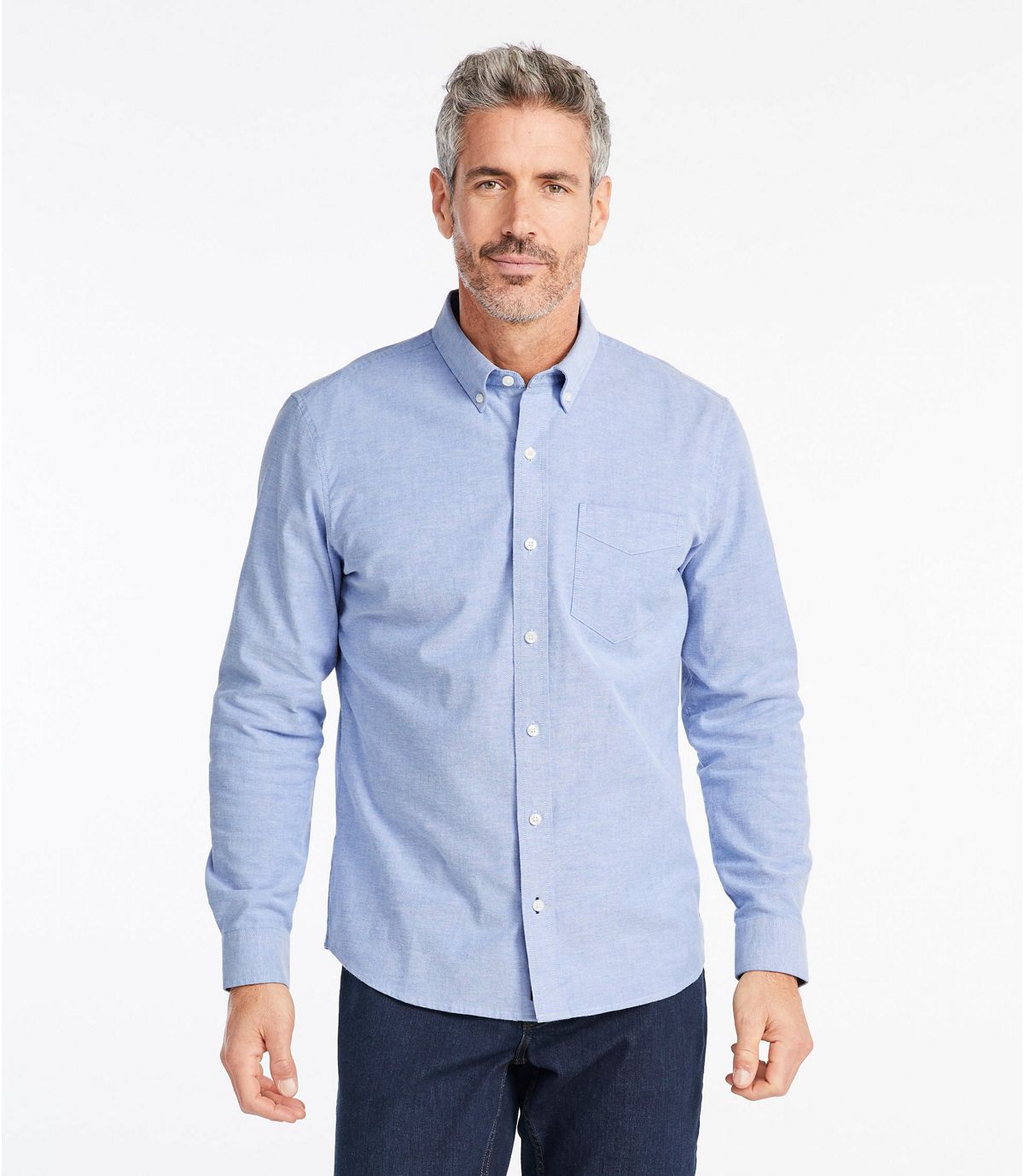 L.L.Bean Comfort Stretch Oxford Shirt, Slightly Fitted, Solid