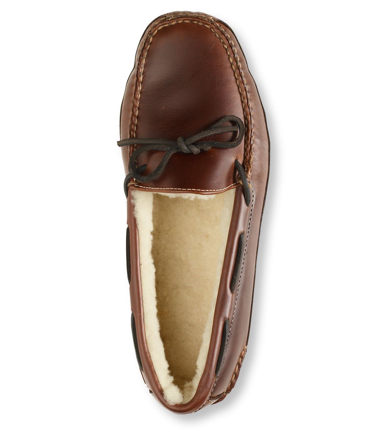 L.L.Bean Leather Double-Sole Slippers, Shearling-Lined