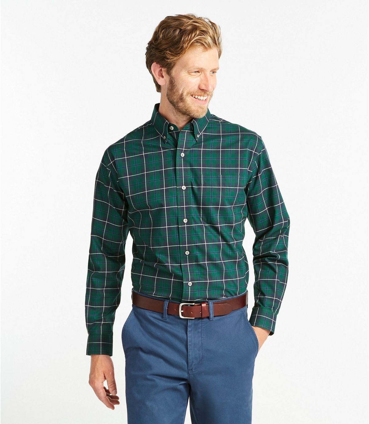 L.L.Bean Men's Wrinkle-Free Mini-Tartan Shirt, Traditional Fit