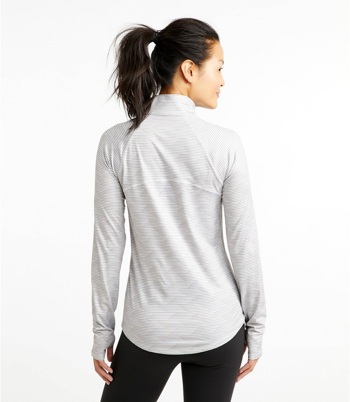 L.L.Bean Women's Multisport Tech Tee, Quarter-Zip Long-Sleeve Print