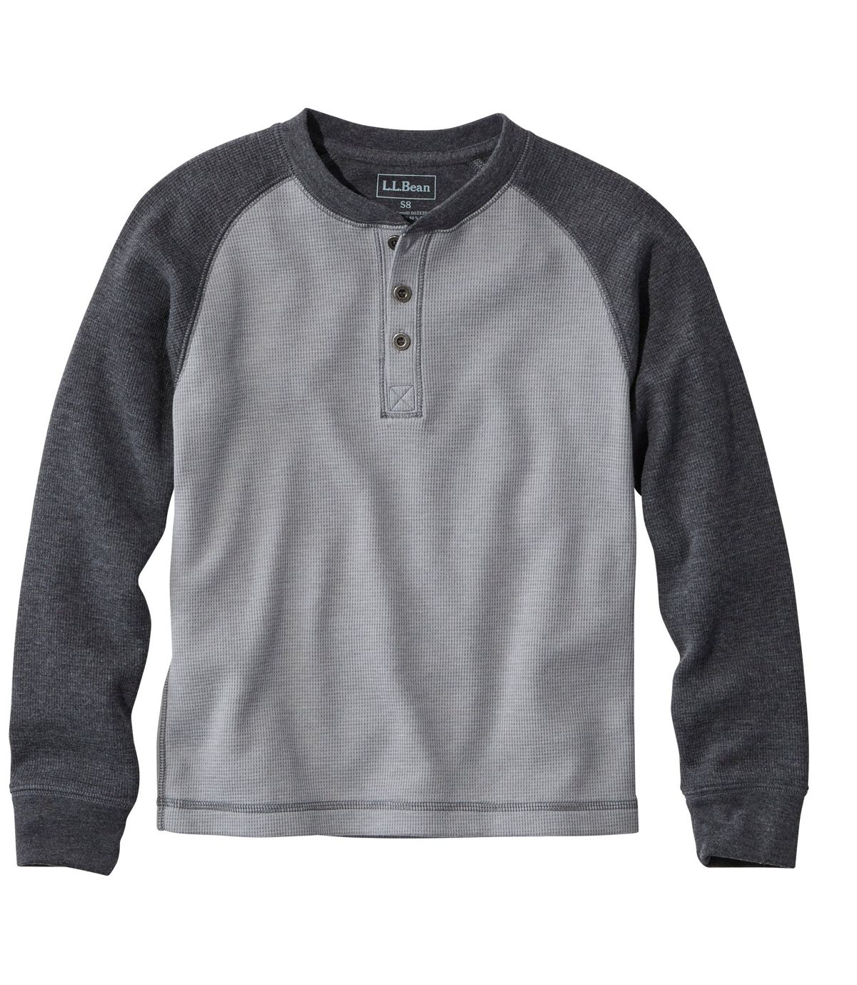 L.L.Bean Boys' Mini-Waffle Henley, Long-Sleeve Colorblock