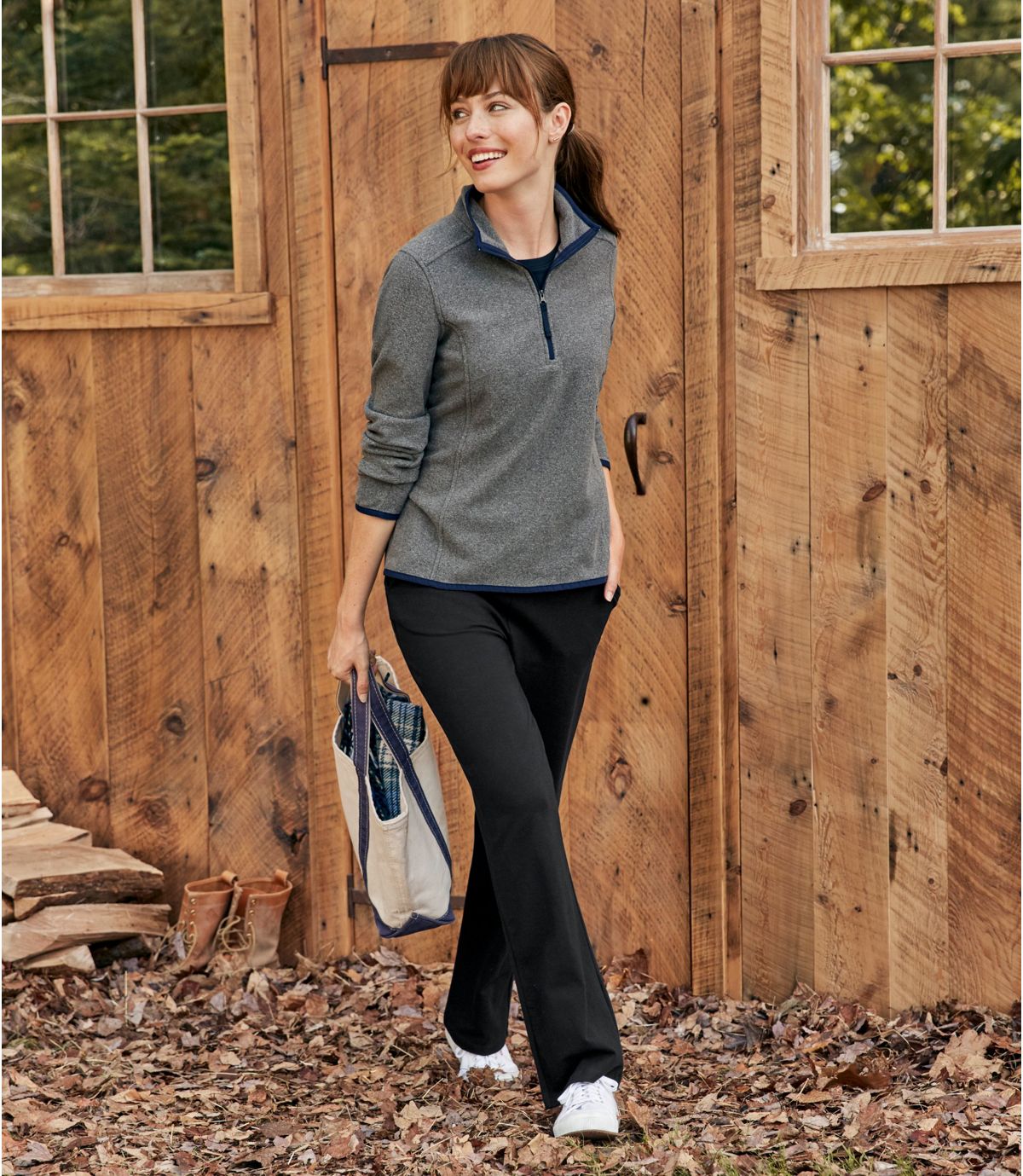 L.L.Bean Women's Soft-Brushed Fitness Fleece Pullover, Quarter-Zip