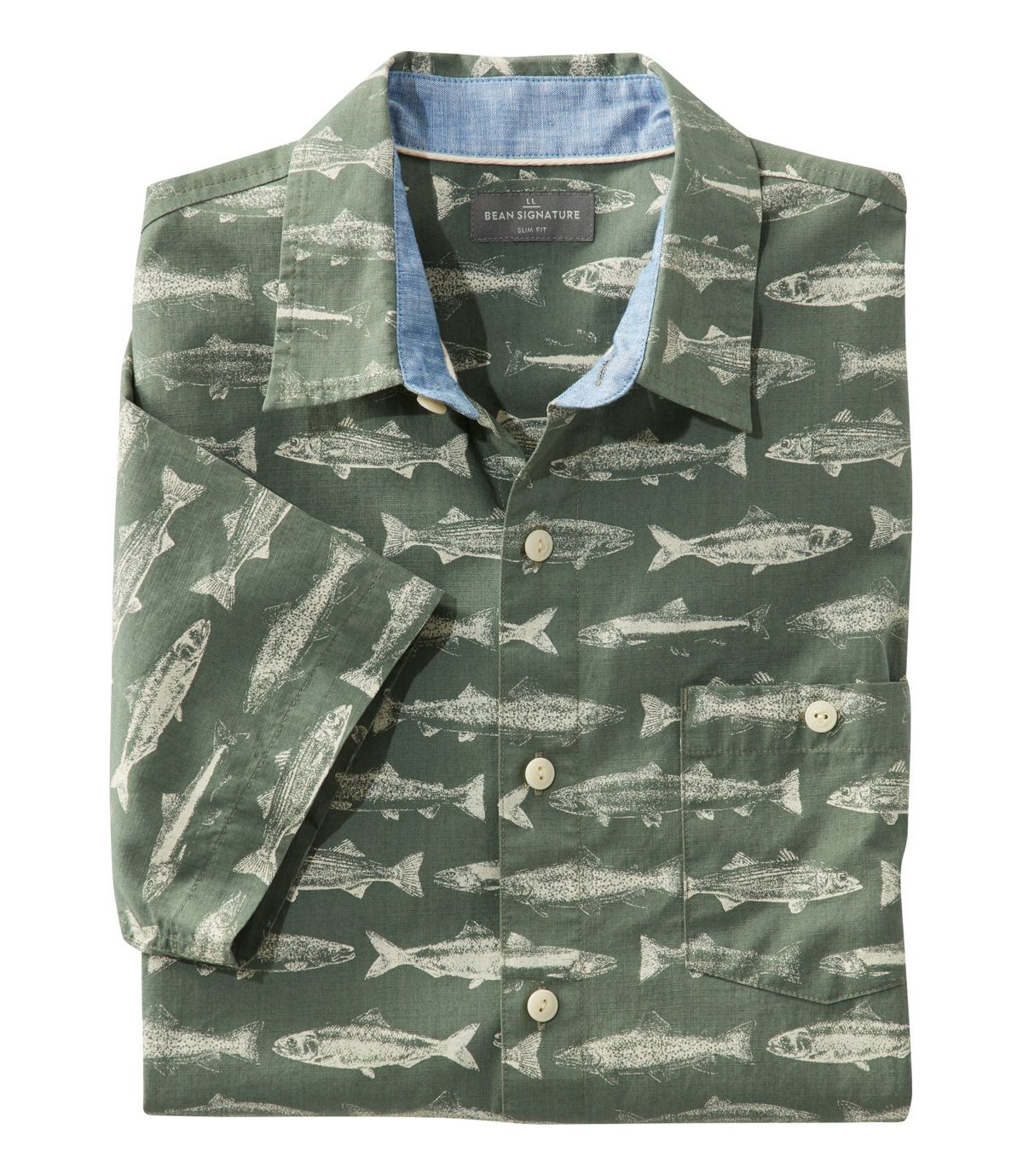 L.L.Bean Men's Signature Printed Shirt, Short-Sleeve