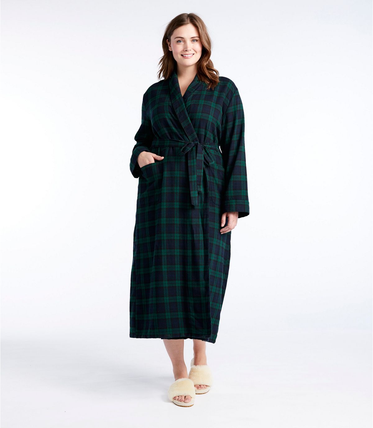 L.L.Bean Women's Scotch Plaid Flannel Robe