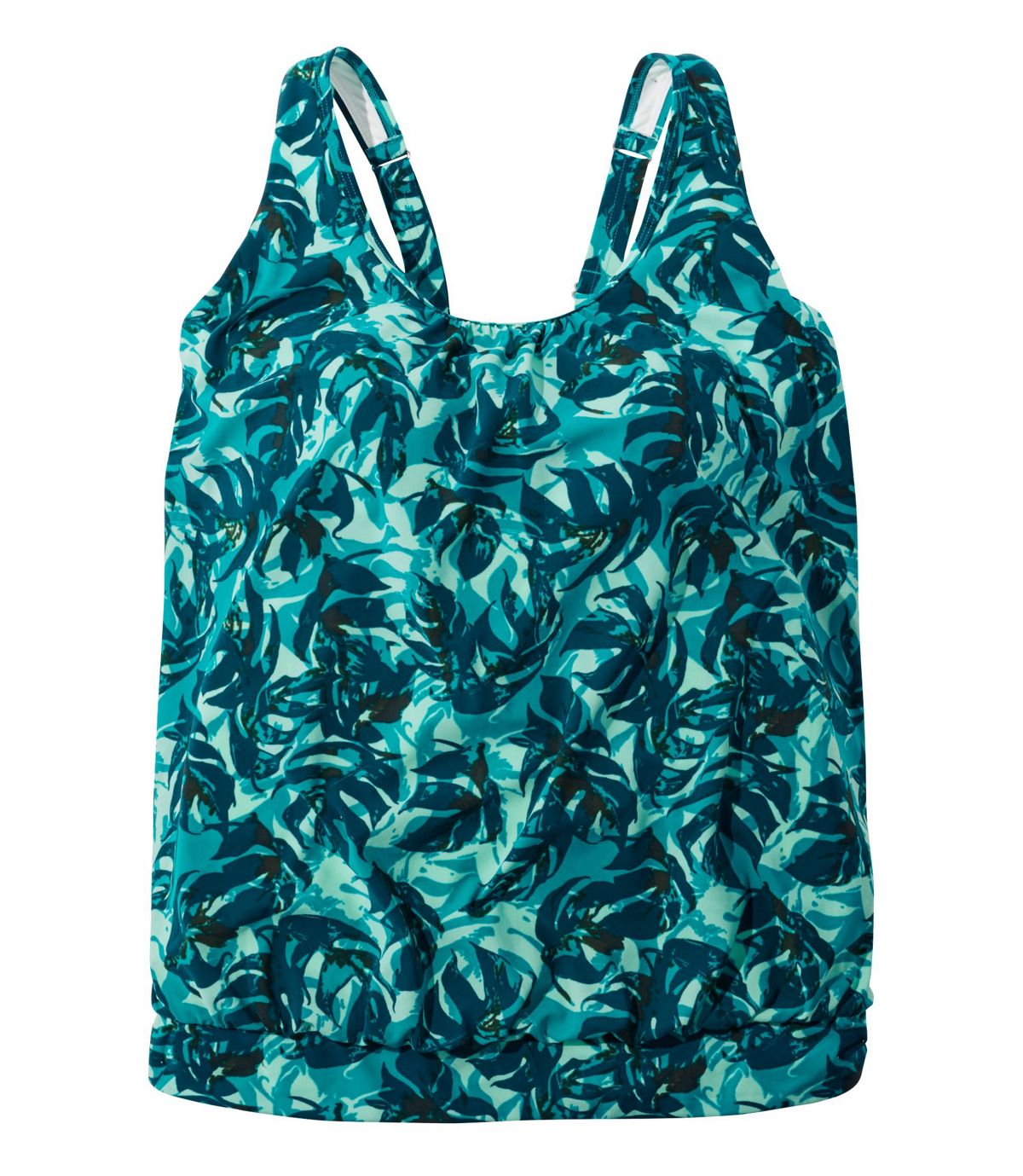 L.L.Bean Women's Slimming Swimwear, Blouson Tankini Top Print