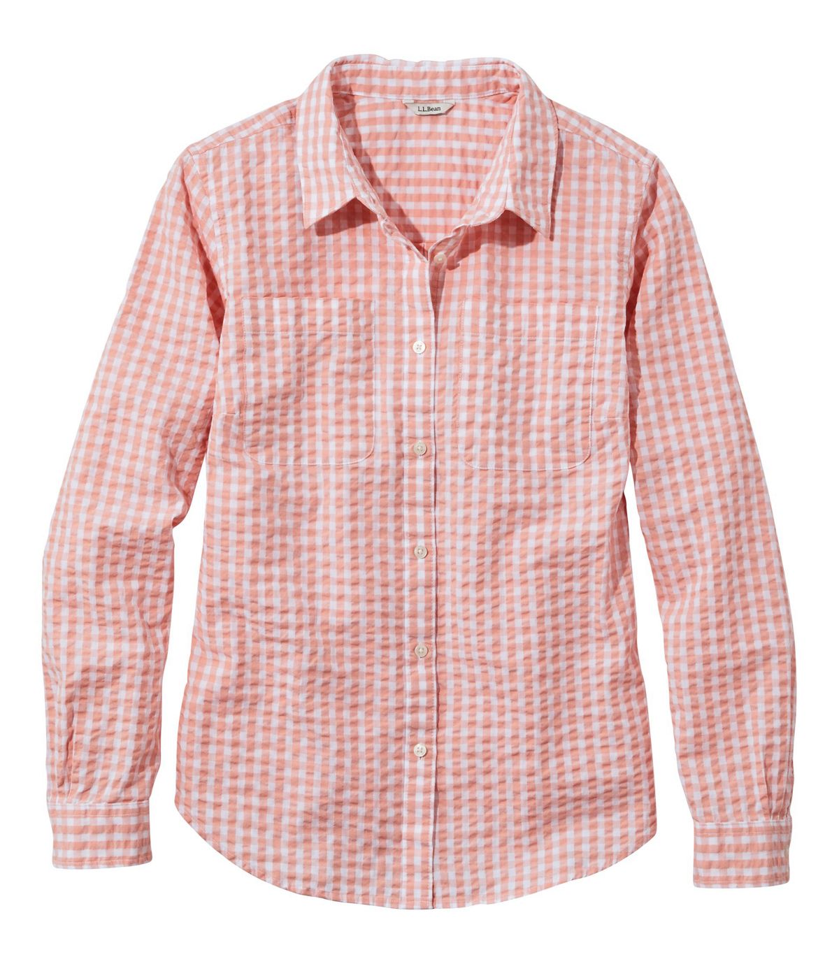 L.L.Bean Women's Vacationland Seersucker Shirt, Long-Sleeve Plaid