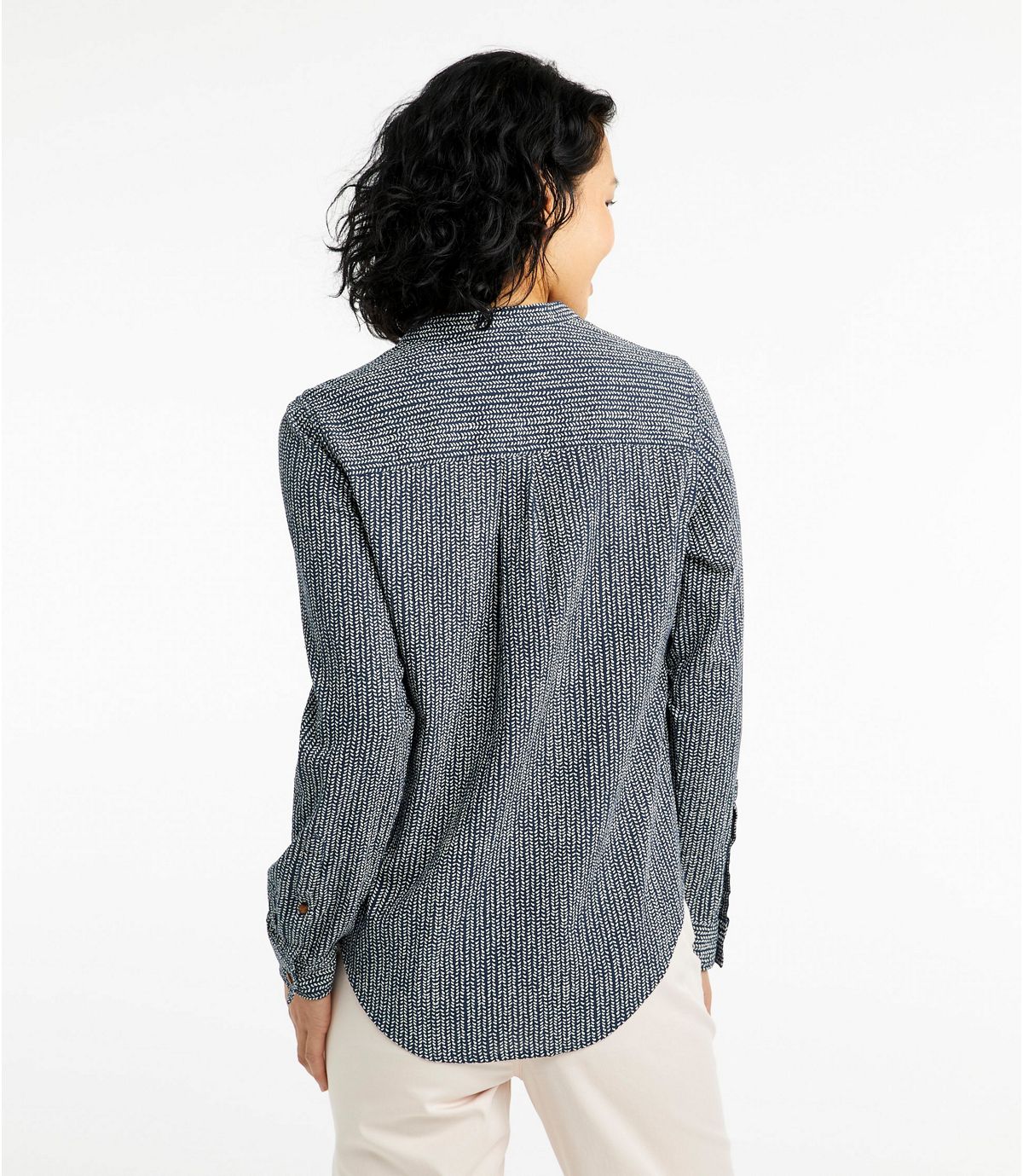 L.L.Bean Women's Soft Cotton Crinkle Shirt, Roll-Tab Print
