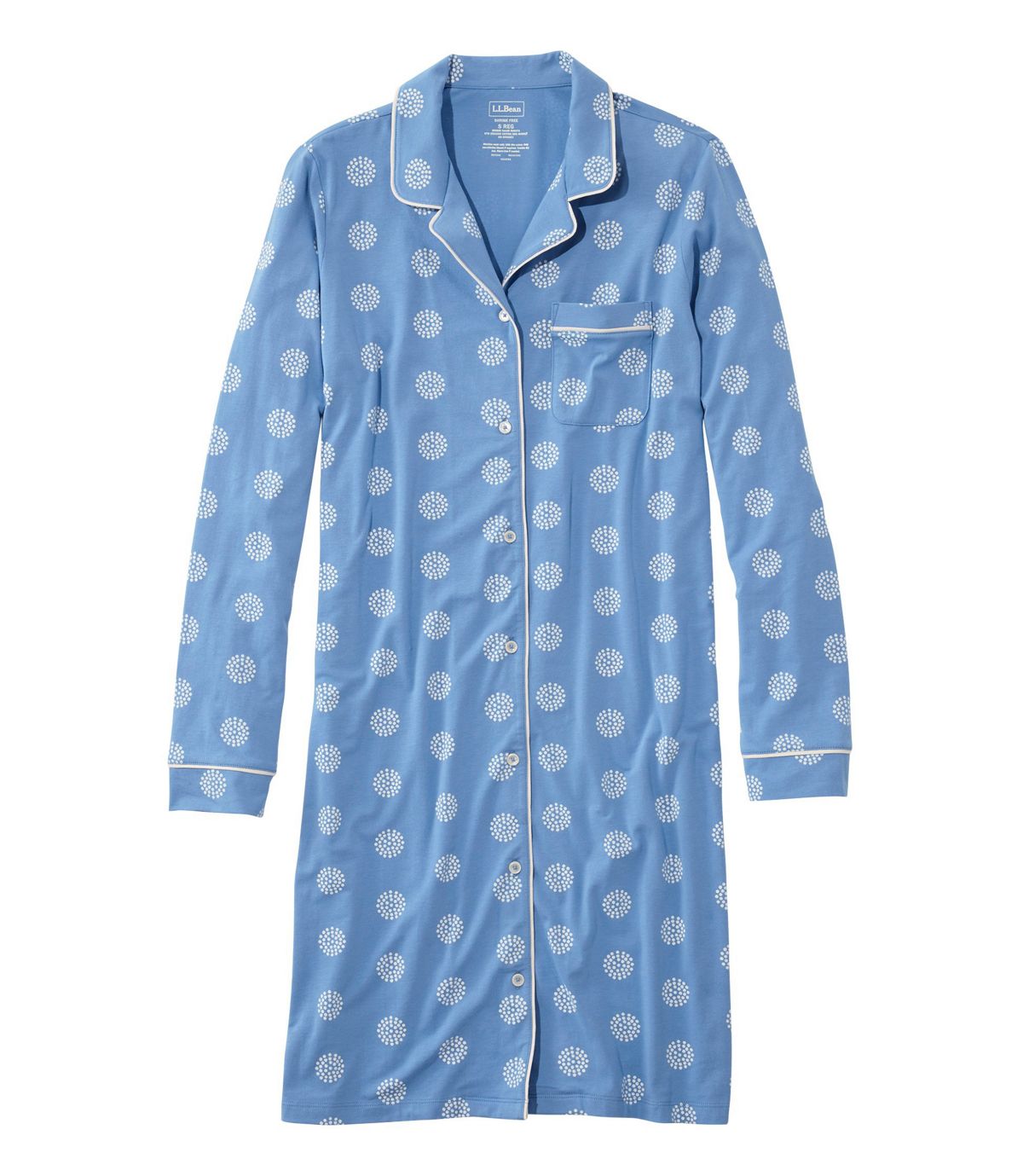 L.L.Bean Women's Organic Supersoft Shrink-Free Nightgown, Button-Front Print