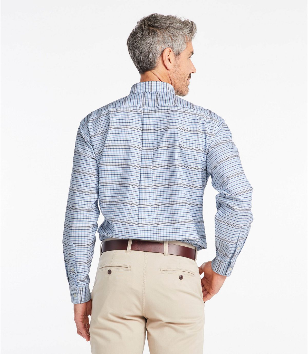 L.L.Bean Men's Wrinkle-Free Classic Oxford Cloth Shirt, Long-Sleeve Plaid, Traditional Fit