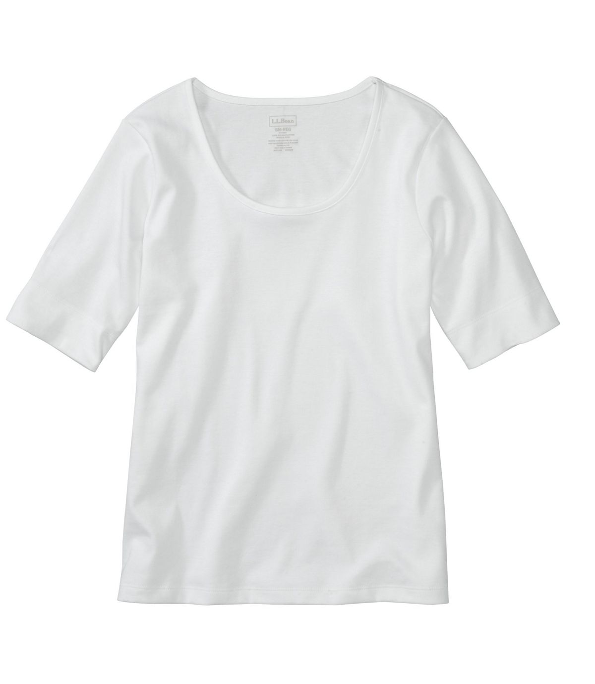 L.L.Bean Women's Pima Cotton Tee, Elbow-Sleeve Scoopneck