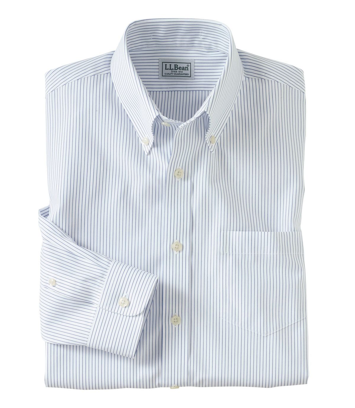 L.L.Bean Men's Wrinkle-Free Pinpoint Oxford Cloth Shirt, Slim Fit Stripe