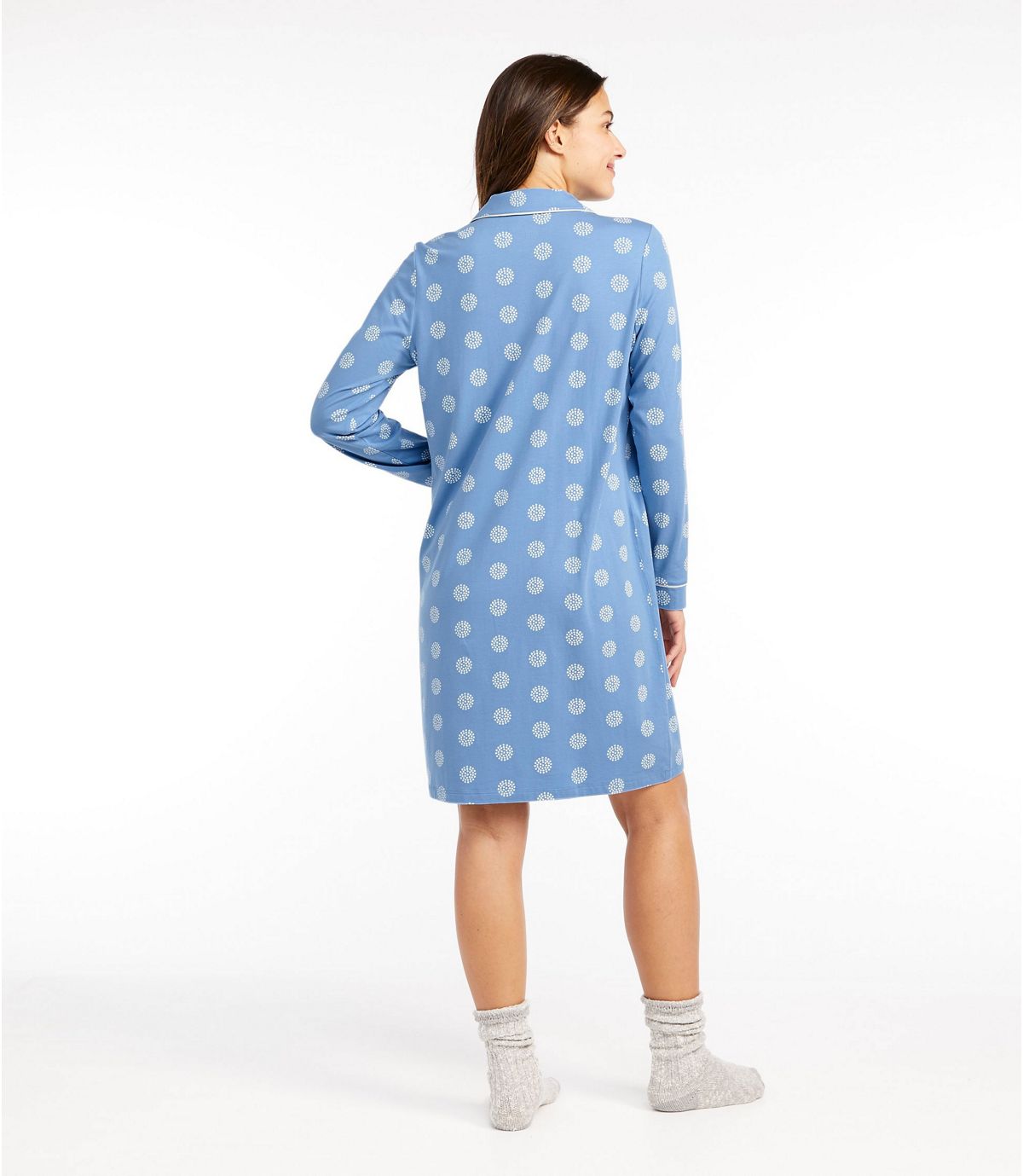 L.L.Bean Women's Organic Supersoft Shrink-Free Nightgown, Button-Front Print