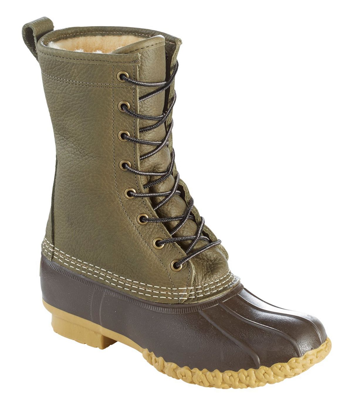 L.L.Bean Signature Tumbled-Leather L.L.Bean Boots, 10" Shearling-Lined