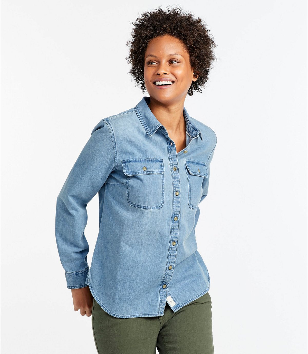 L.L.Bean Women's L.L. Bean Heritage Washed Denim Shirt, Long-Sleeve