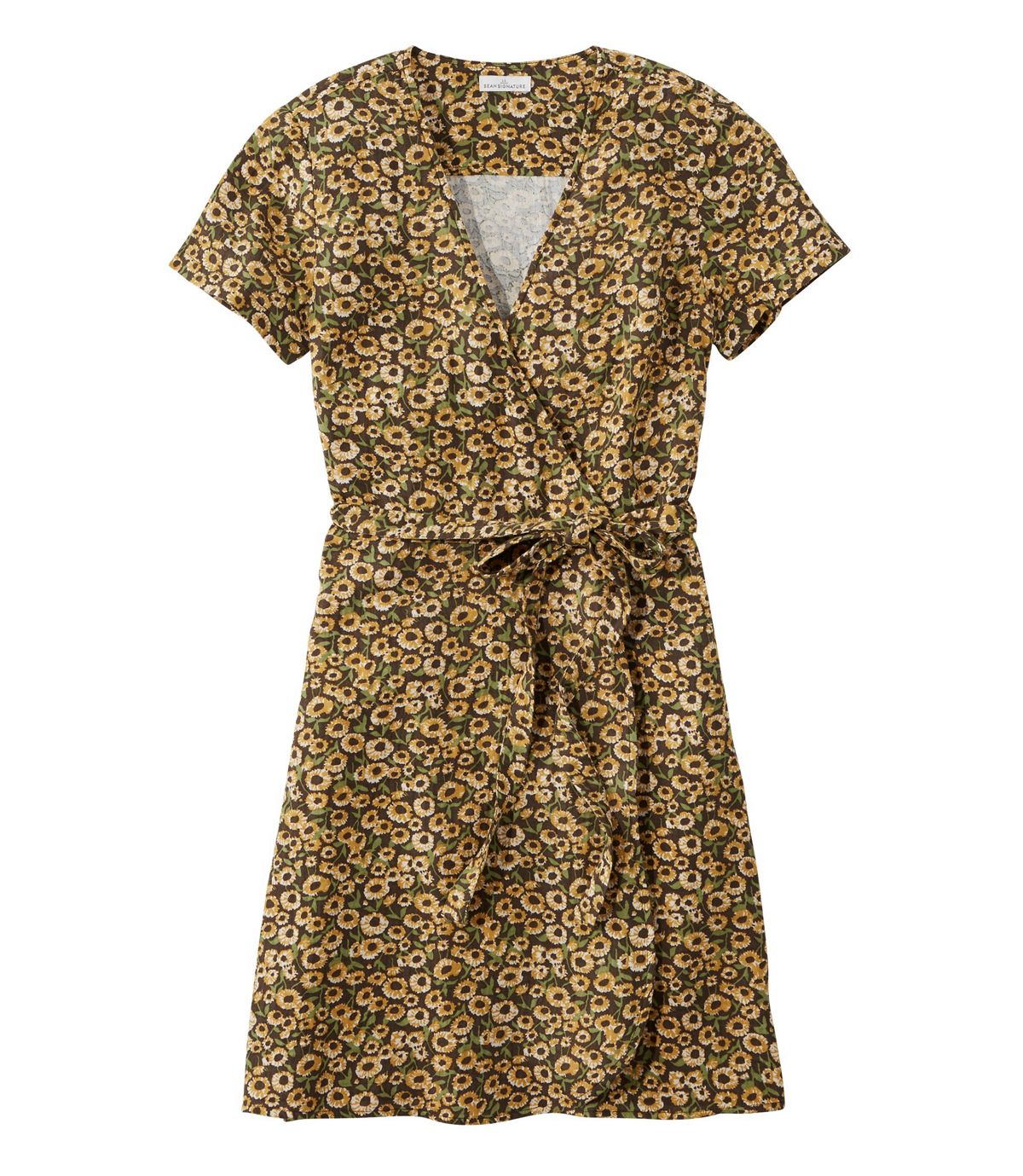 L.L.Bean Women's Signature Gauzy Textured Wrap Dress, Print