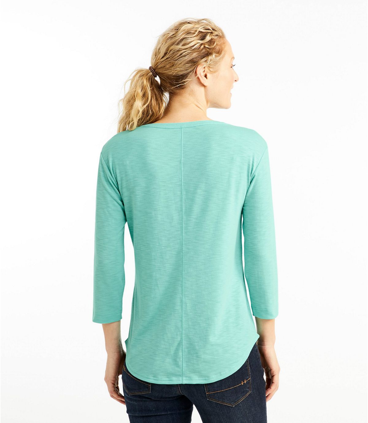L.L.Bean Women's Streamside Tee, Three-Quarter-Sleeve Splitneck