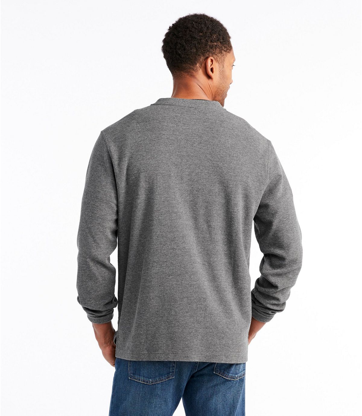 L.L.Bean Men's Unshrinkable Mini-Waffle Henley, Long-Sleeve Traditional Fit