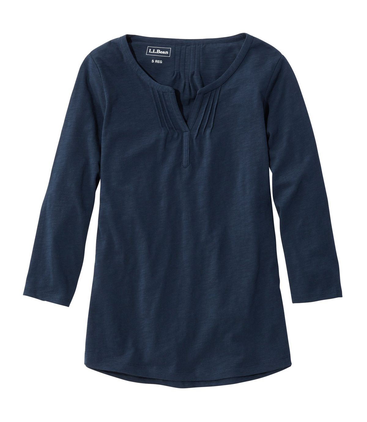 L.L.Bean Women's Organic Cotton Splitneck Tee, Three-Quarter Sleeve