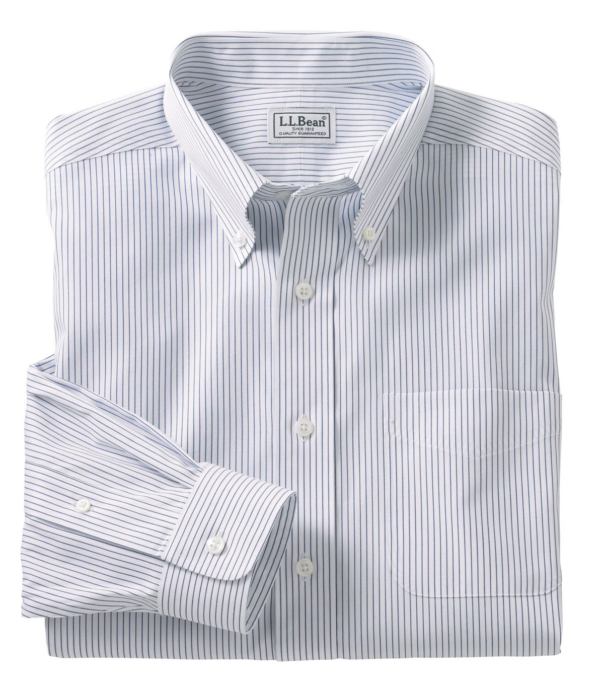 L.L.Bean Men's Wrinkle-Free Pinpoint Oxford Cloth Shirt, Traditional Fit Stripe