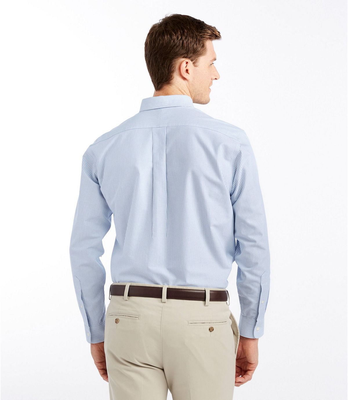 L.L.Bean Men's Wrinkle-Free Classic Oxford Cloth Shirt, Traditional Fit University Stripe