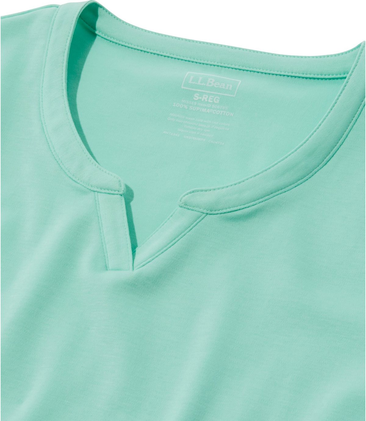 L.L.Bean Women's Pima Cotton Tee, Notch-Neck Elbow-Sleeve Tunic