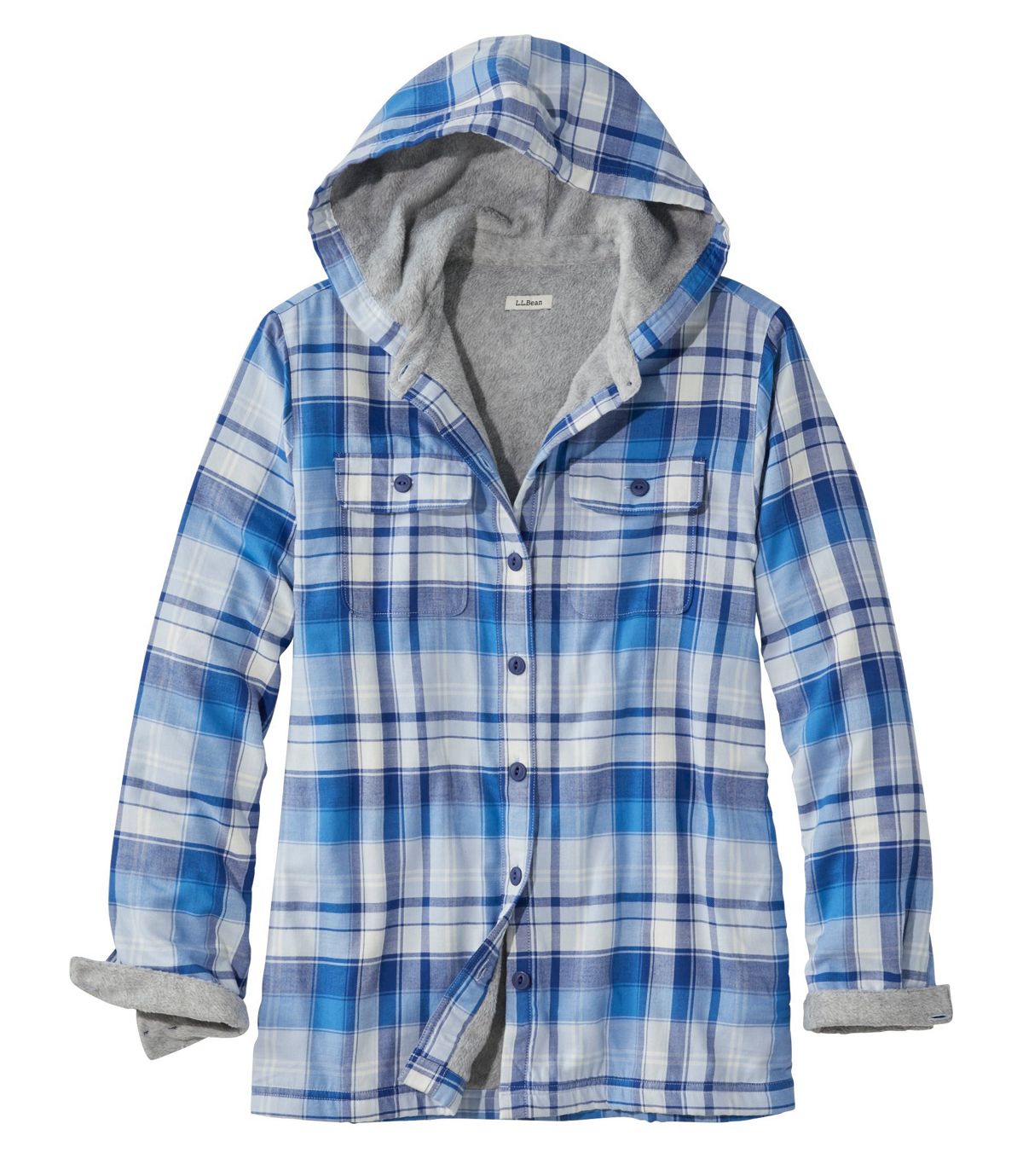 L.L.Bean Women's Fleece-Lined Flannel Hoodie, Plaid