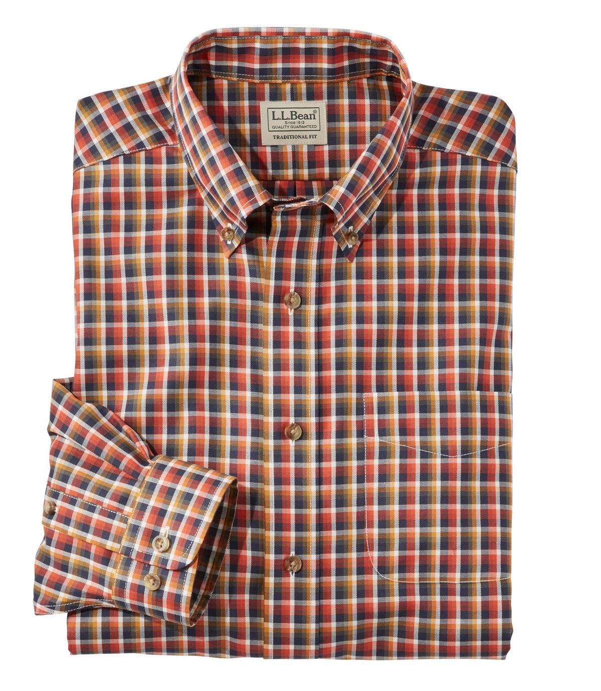 L.L.Bean Men's Wrinkle-Free Twill Sport Shirt, Traditional Fit Plaid