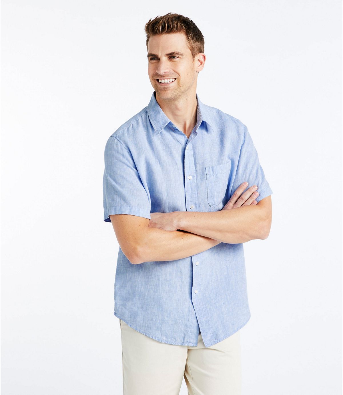 L.L.Bean Men's L.L.Bean Linen Shirt, Slightly Fitted Short-Sleeve