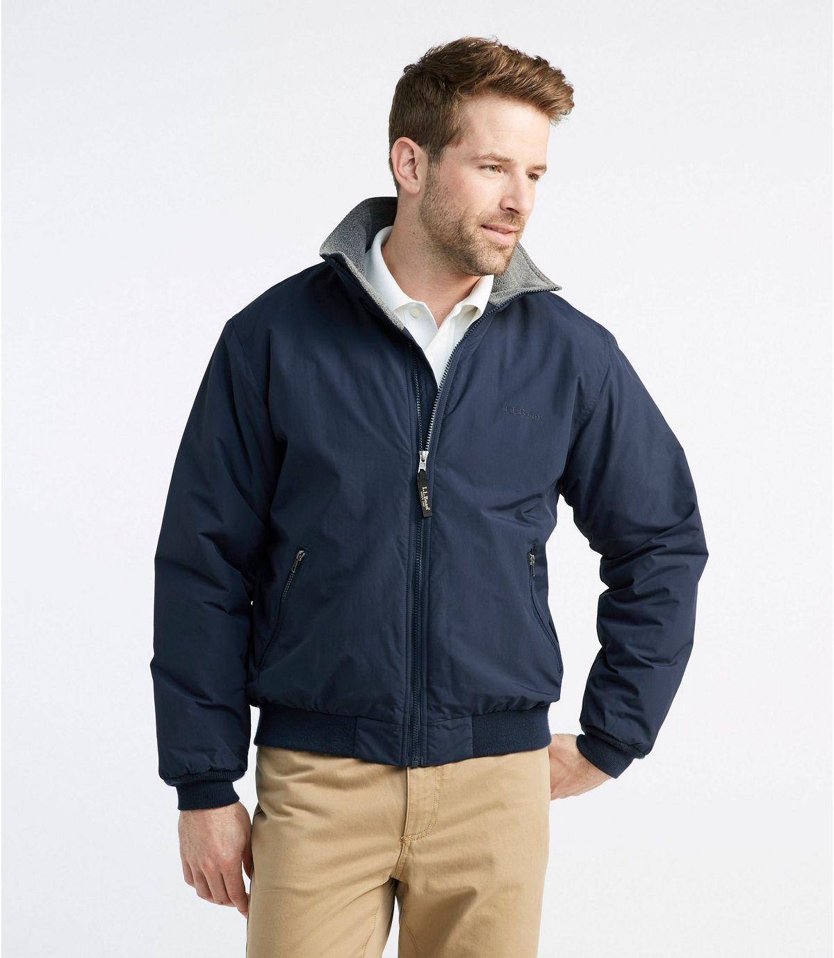L.L.Bean Men's Warm-Up Jacket, Fleece Lined