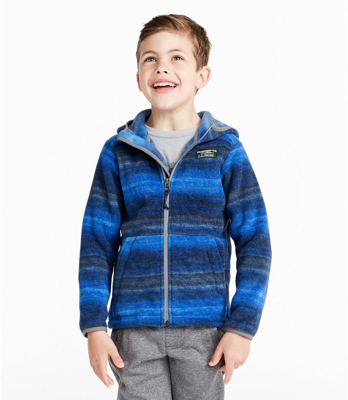 L.L.Bean Kids' Mountain Classic Fleece, Hooded, Print
