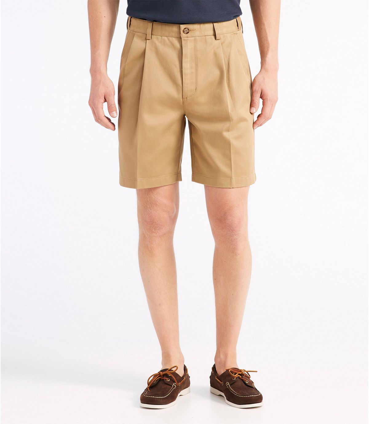 L.L.Bean Men's Wrinkle-Free Double L® Chino Shorts, Natural Fit Pleated Hidden Comfort 8" Inseam