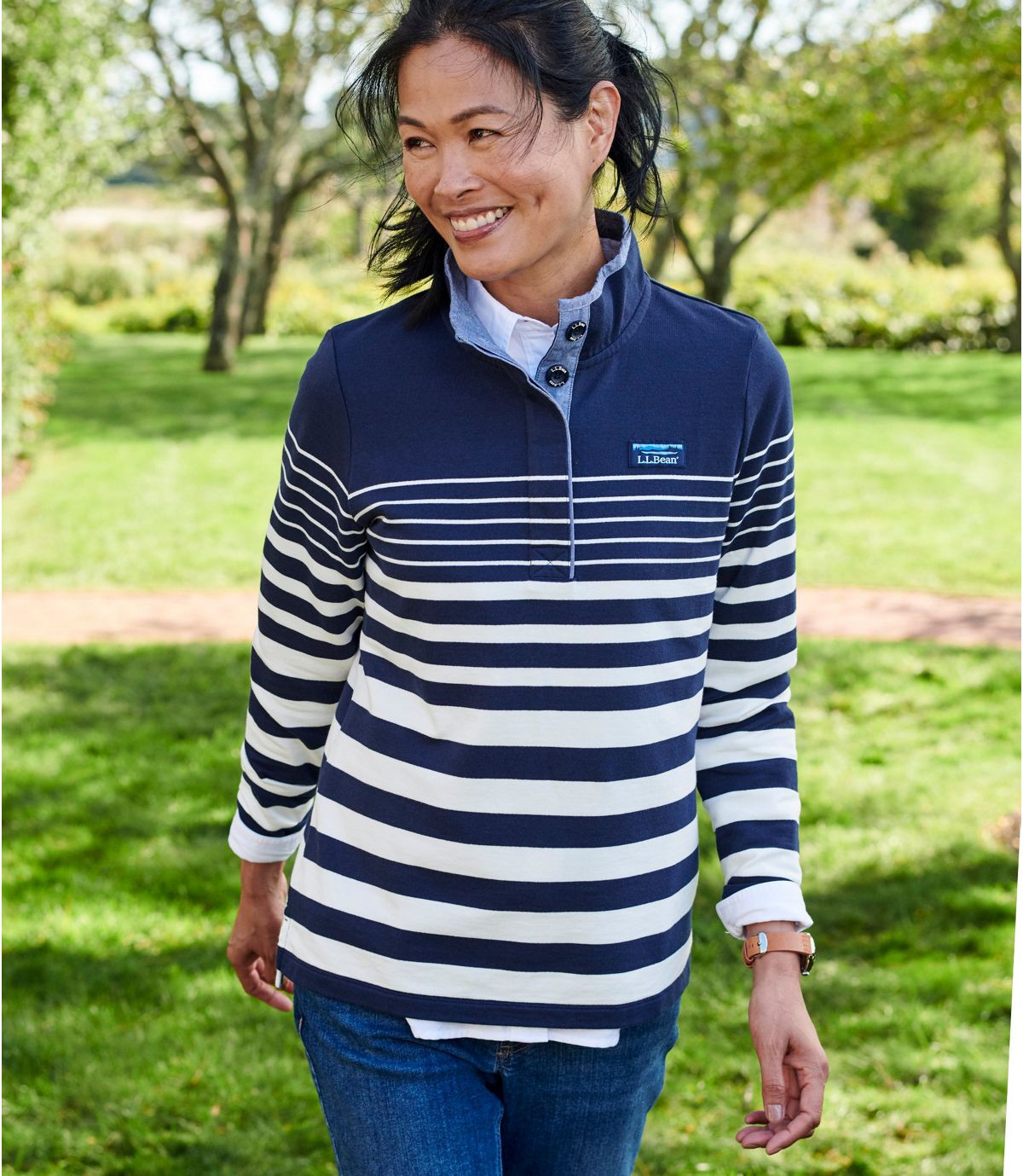 L.L.Bean Women's Soft Cotton Rugby, Stripe